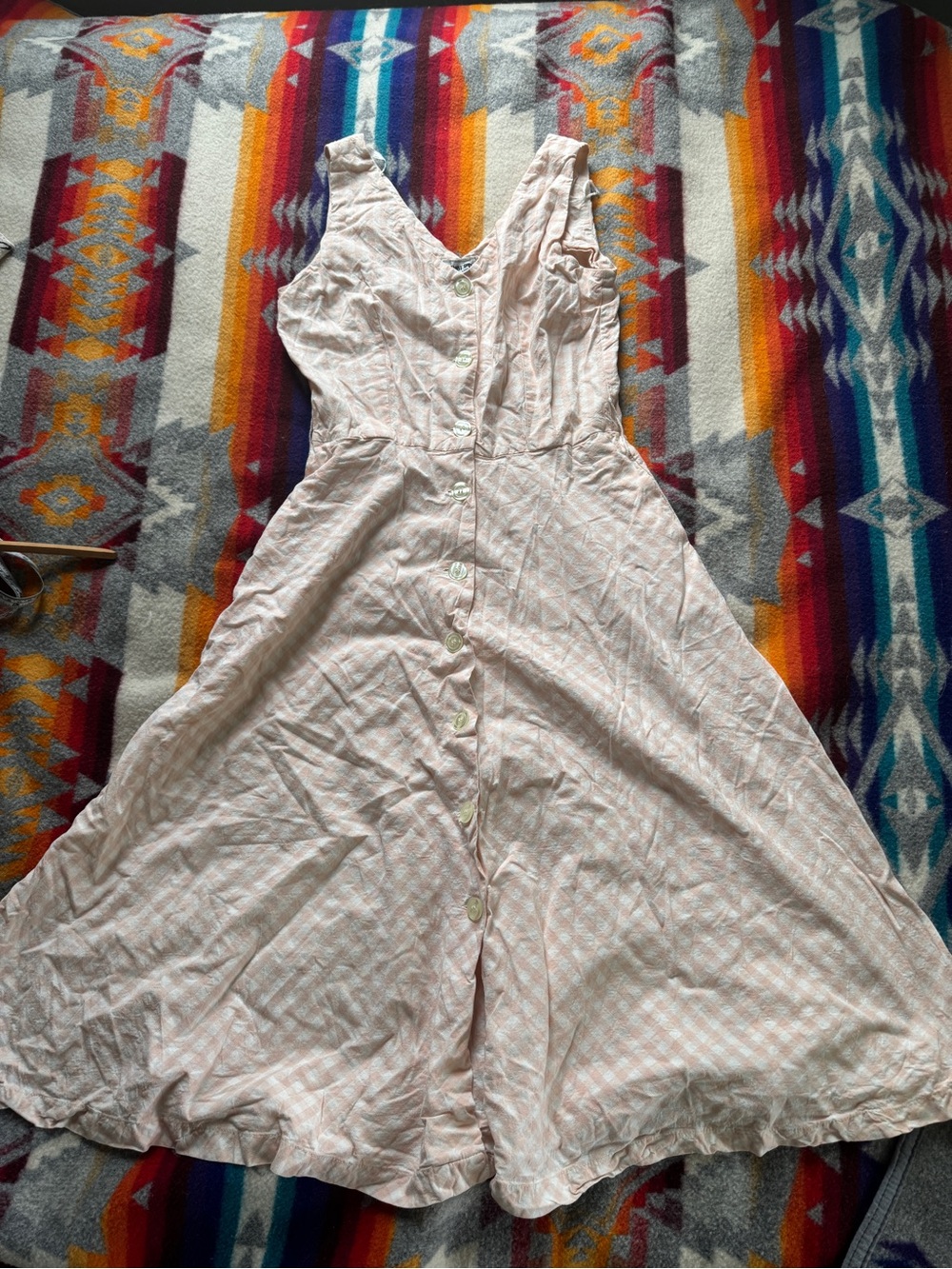 Vintage Pink and White Gingham Dress